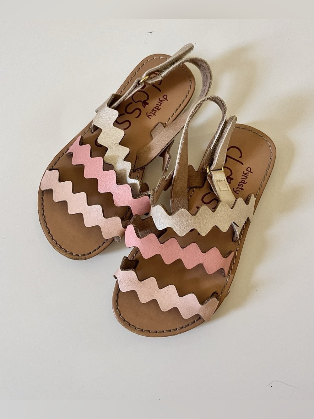 Dynasty Classics Toddler Girls Pink & Beige Ankle Strap Mermaid Wave Sandals -10